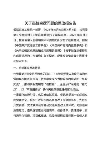 关于高校查摆问题的整改报告