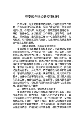 党支部创建经验交流材料
