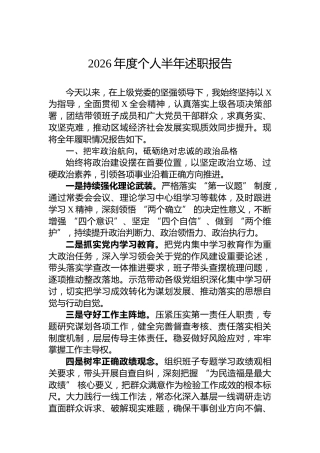 2026年度个人半年述职报告