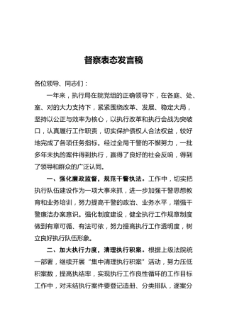 督察表态发言稿