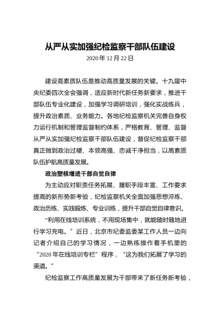 从严从实加强纪检监察干部队伍建设