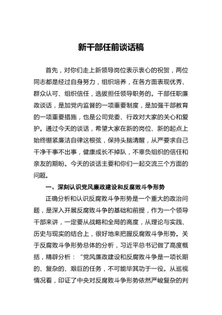 新干部任前谈话稿
