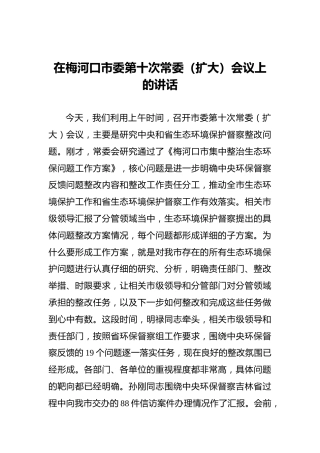 在梅河口市委第十次常委（扩大）会议上的讲话