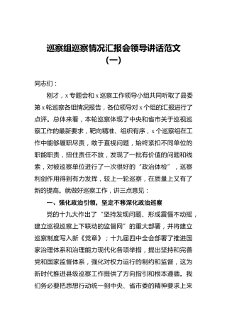 巡察组巡察情况汇报会领导讲话范文（一）