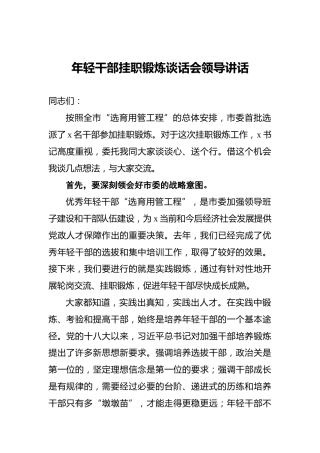 年轻干部挂职锻炼谈话会领导讲话