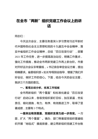 ‍在全市“两新”组织党建工作会议上的讲话