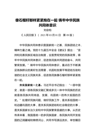 刘会柏：像石榴籽那样紧紧抱在一起铸牢中华民族共同体意识