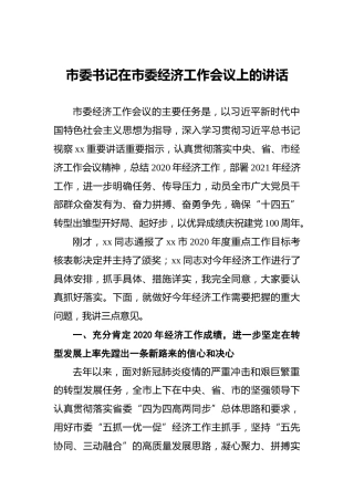 市委书记在市委经济工作会议上的讲话3