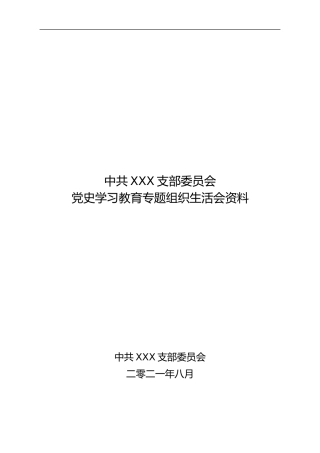 党支部党史学习教育专题组织生活会上报资料汇编