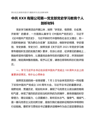 国企党支部组织委员专题组织生活会剖析材料