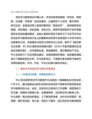 党史专题组织生活会班子剖析材料