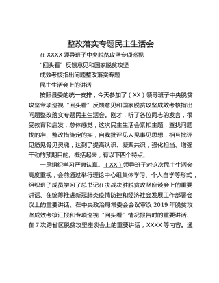 整改落实专题民主生活会
