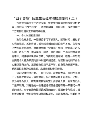 “四个合格”民主生活会对照检查提纲_2