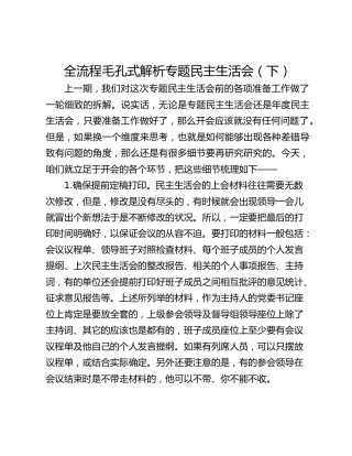 全流程毛孔式解析专题民主生活会（下）