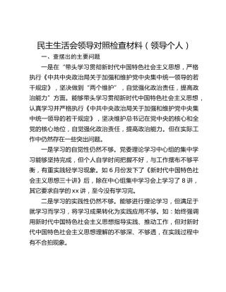 民主生活会领导对照检查材料（领导个人）