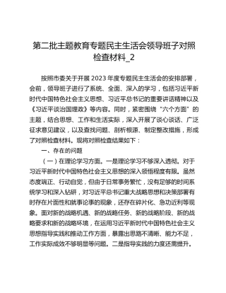 第二批主题教育专题民主生活会领导班子对照检查材料_2