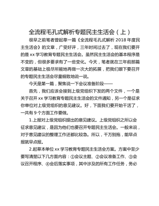 全流程毛孔式解析专题民主生活会（上）