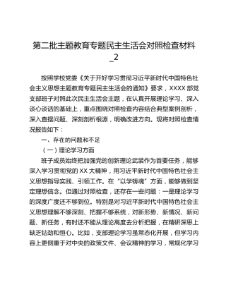 第二批主题教育专题民主生活会对照检查材料_2