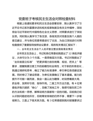 党委班子考核民主生活会对照检查材料(5)