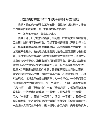 以案促改专题民主生活会研讨发言提纲