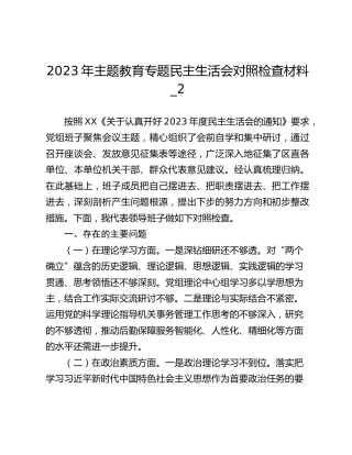 2023年主题教育专题民主生活会对照检查材料_2