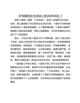 在专题民主生活会上的点评讲话_2
