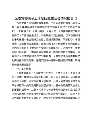 区委常委班子上年度民主生活会情况报告_2
