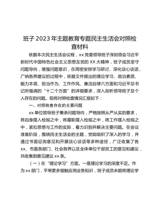 班子2023年主题教育专题民主生活会对照检查材料 (2)_2