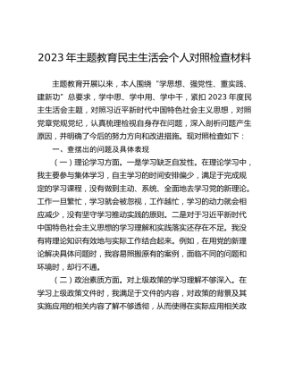 2023年主题教育民主生活会个人对照检查材料 (9)