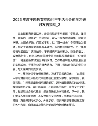 2023年度主题教育专题民主生活会会前学习研讨发言提纲_2