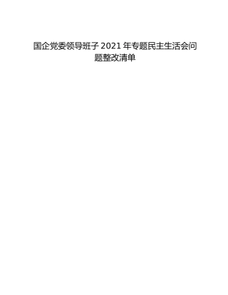 国企党委领导班子2021年专题民主生活会问题整改清单