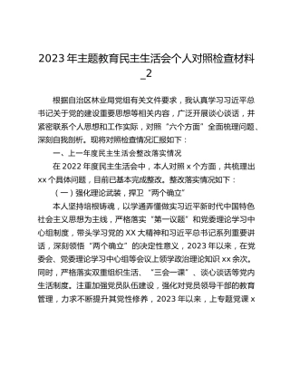 2023年主题教育民主生活会个人对照检查材料_2