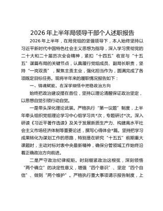 2026年上半年局领导干部个人述职报告