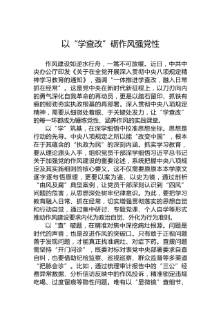 以“学查改”砺作风强党性