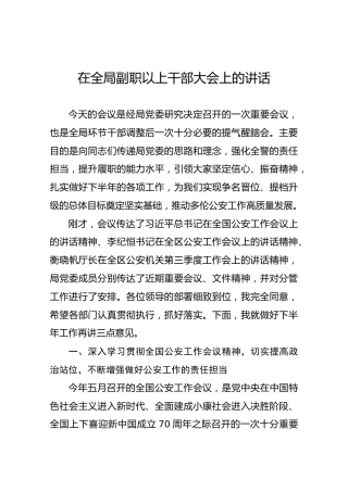 在全局副职以上干部大会上的讲话