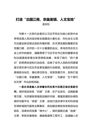 孟庆松：打造“北国江南、京畿重镇、人文宝地”