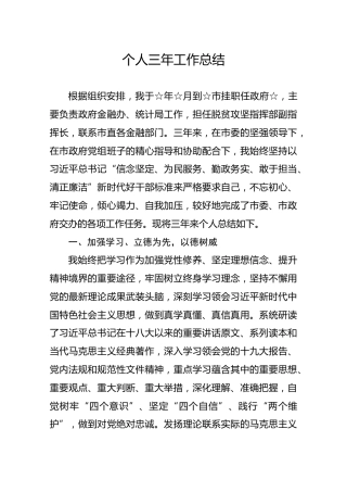 【挂职副市长】个人三年工作总结
