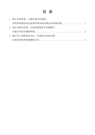 经验交流系列第1584期（3篇）丽江市委政协工作会议发言材料汇编
