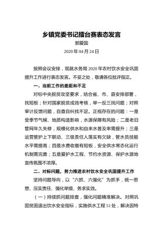 郭爱国：乡镇党委书记擂台赛表态发言