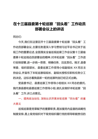 在十三届县委第十轮巡察“回头看”工作动员部署会议上的讲话_1