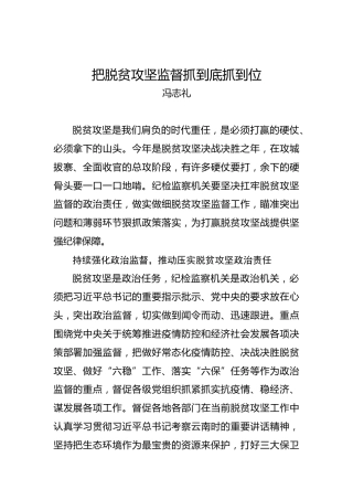 冯志礼：把脱贫攻坚监督抓到底抓到位