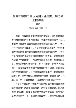 鲁琦：在全市核桃产业示范园区创建提升推进会上的讲话