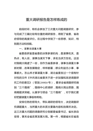 余爱民：重大调研报告是怎样炼成的