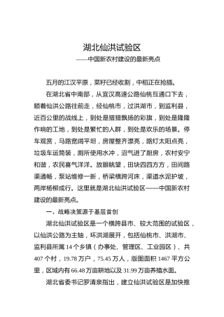 余爱民：湖北仙洪试验区——中国新农村建设的最新亮点