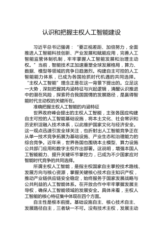 认识和把握主权人工智能建设