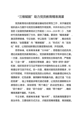 全国党员教育培训工作经验：“三维赋能”助力党员教育精准滴灌