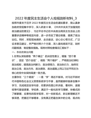 2022年度民主生活会个人检视剖析材料_3