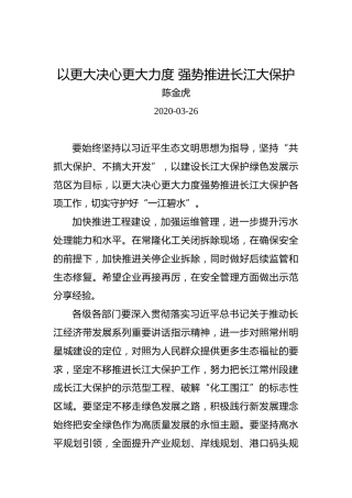 陈金虎：以更大决心更大力度强势推进长江大保护