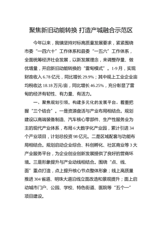乡镇街道党委书记工作交流会发言材料（五）