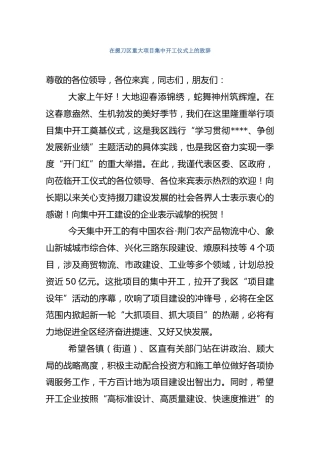 在掇刀区重大项目集中开工仪式上的致辞